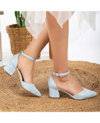 Miranda Low Block Heels with Pearls