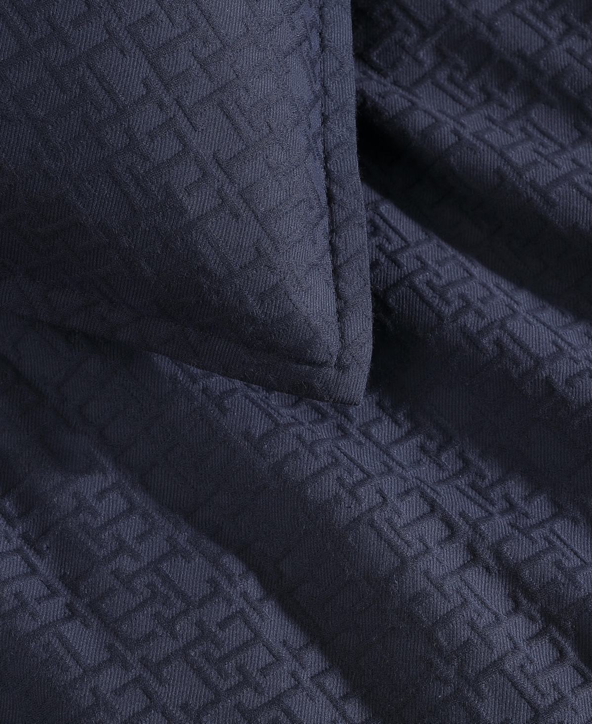 Tommy Hilfiger Micro Pique Cotton Blend Duvet Cover Set In Navy