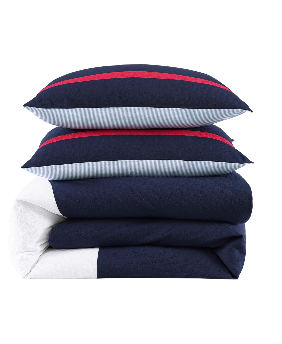 Tommy Hilfiger Iconic Anniversary Seersucker Duvet Cover Set In Core Navy,red,white