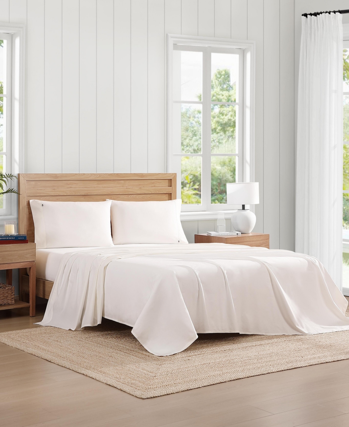 Tommy Hilfiger Solid 200-Thread Count Cotton Percale -Pc. Sheet Set