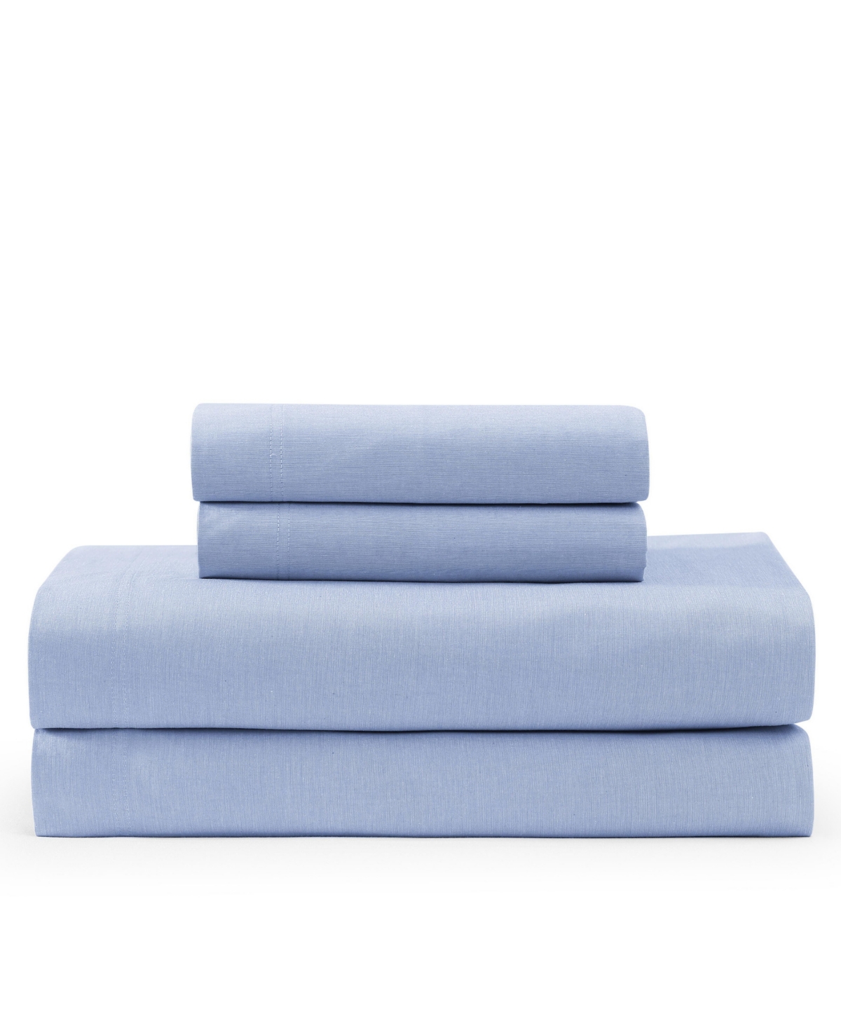 Tommy Hilfiger Solid 144-thread Count Cotton Chambray Washed 3-pc. Sheet Set, Twin In Blue