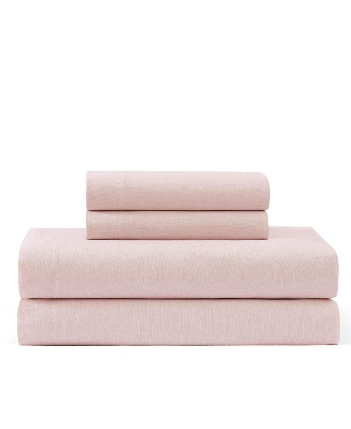 Shop Tommy Hilfiger Solid 144-thread Count Cotton Chambray Washed 3-pc. Sheet Set, Twin Xl In Pink