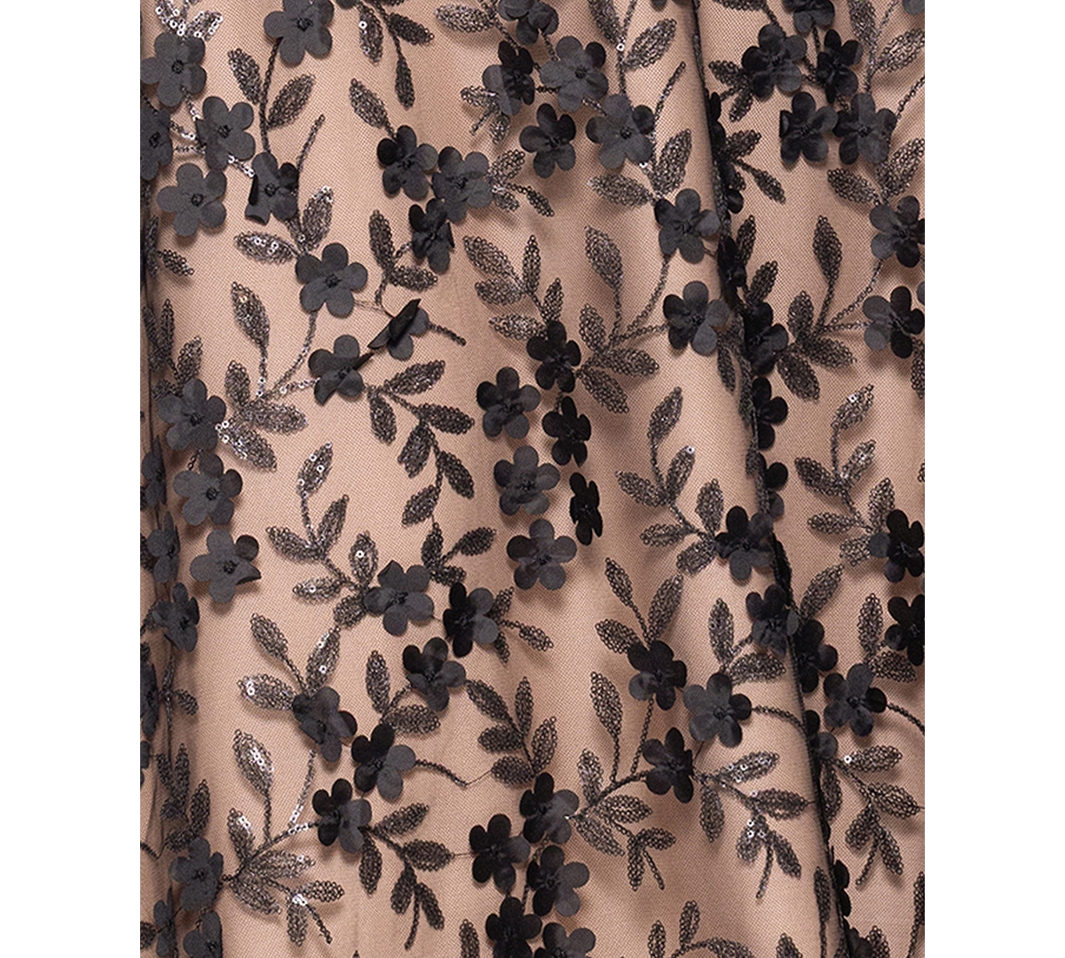 Xscape Plus Size Embellished 3d Flower Ball Gown In Black,nude