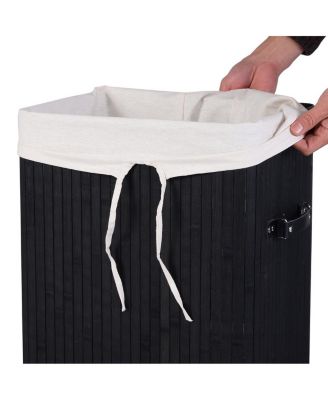 19 Gal Rectangle Laundry Basket Bamboo Clothes Hamper with Handles and Lid