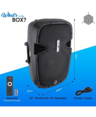 SereneLife 15" Bluetooth PA Speaker System with Recording & FM Radio, 1200W
