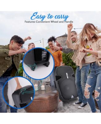 SereneLife 15" Bluetooth PA Speaker System with Recording & FM Radio, 1200W