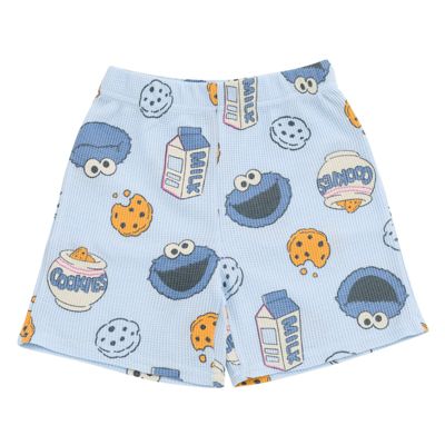 Little Boys Cookie Monster Waffle Knit T-Shirt and Shorts Outfit Set