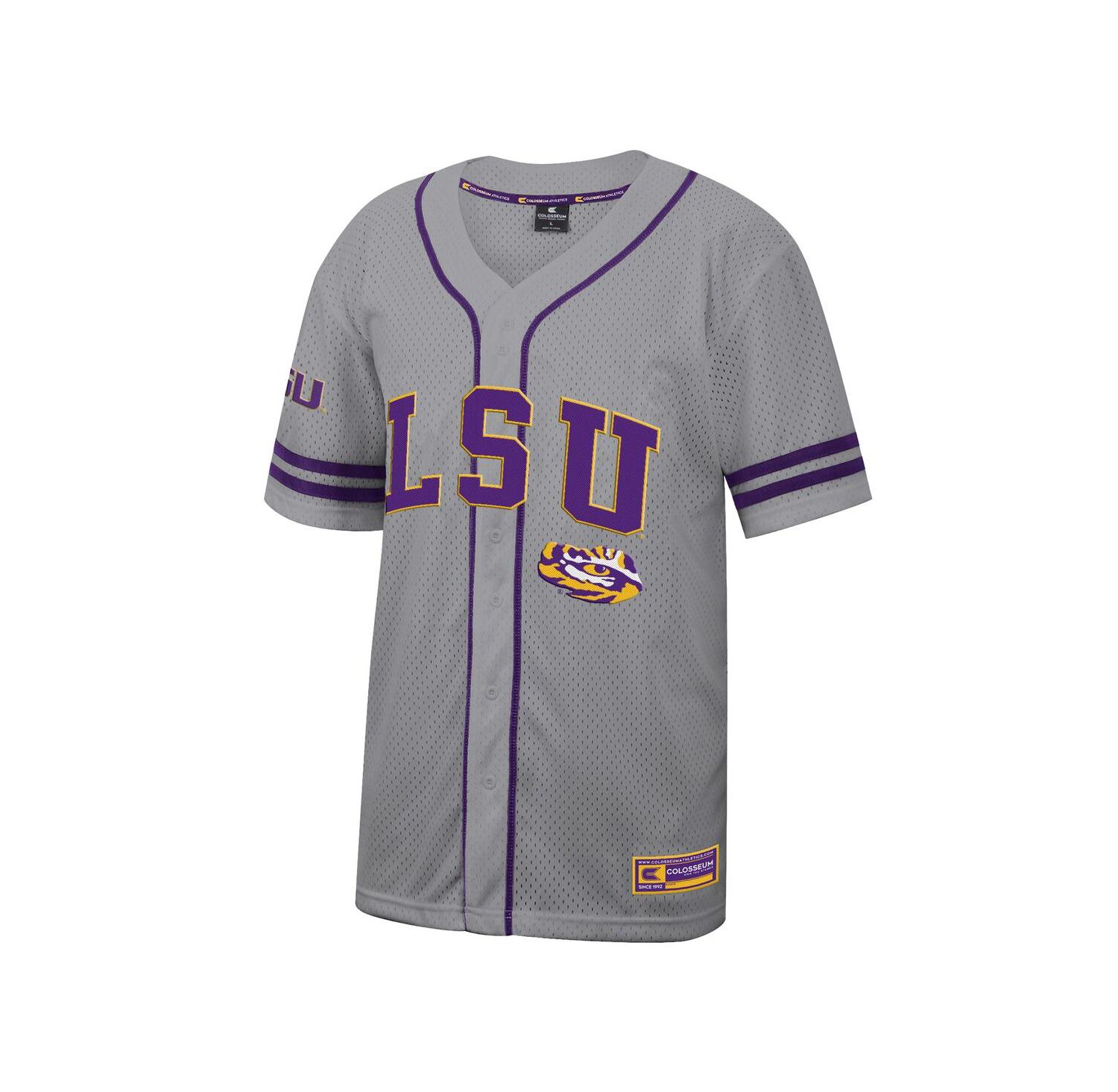 Men's Gray LSU Tigers Free Spirited Baseball Jersey