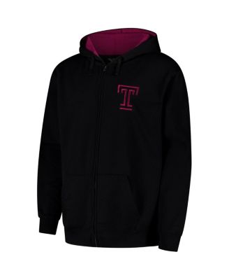 Men's Black Temple Owls Arch Logo 3.0 Full-Zip Hoodie