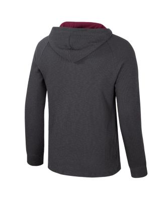 Men's Charcoal Florida State Seminoles DuJour Raglan Long Sleeve Henley Hoodie T-Shirt