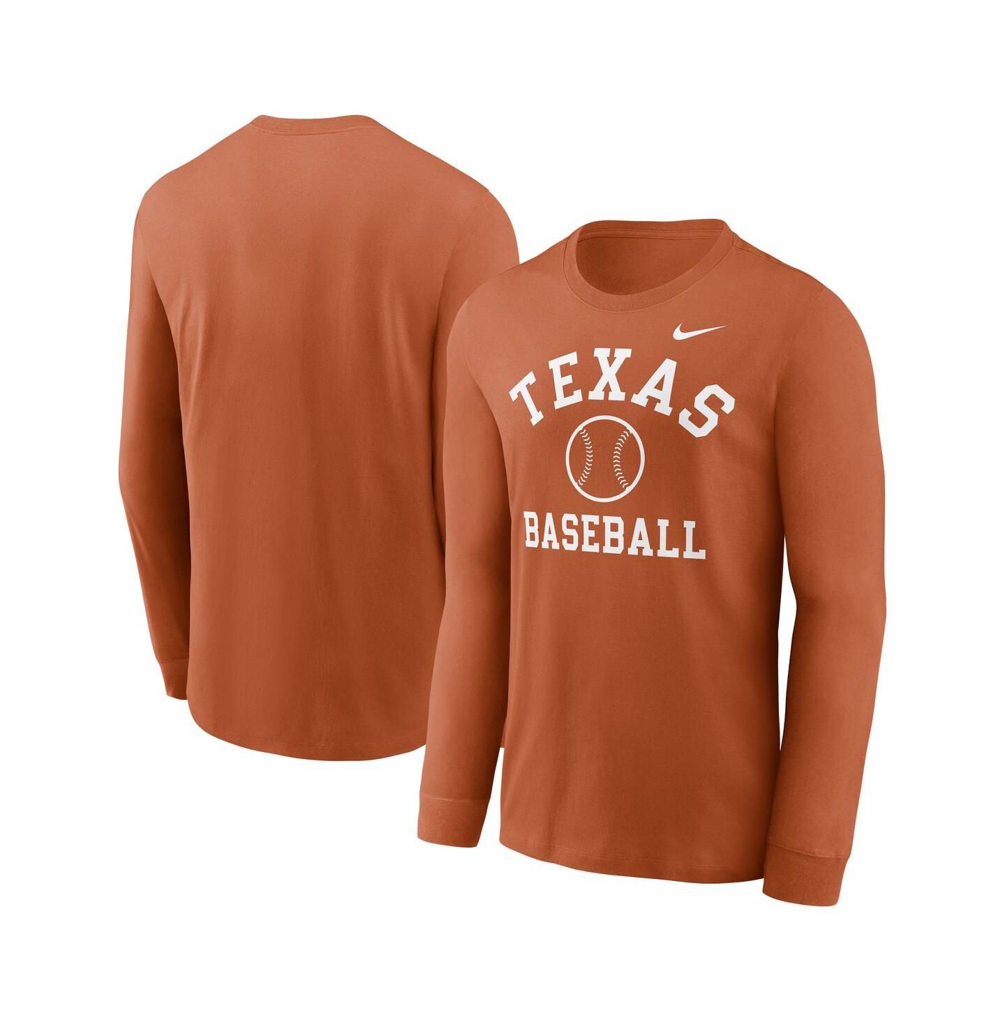 Мужская футболка Nike Texas Orange Texas Longhorns Essential Baseball Arch Long Sleeve — фото 1
