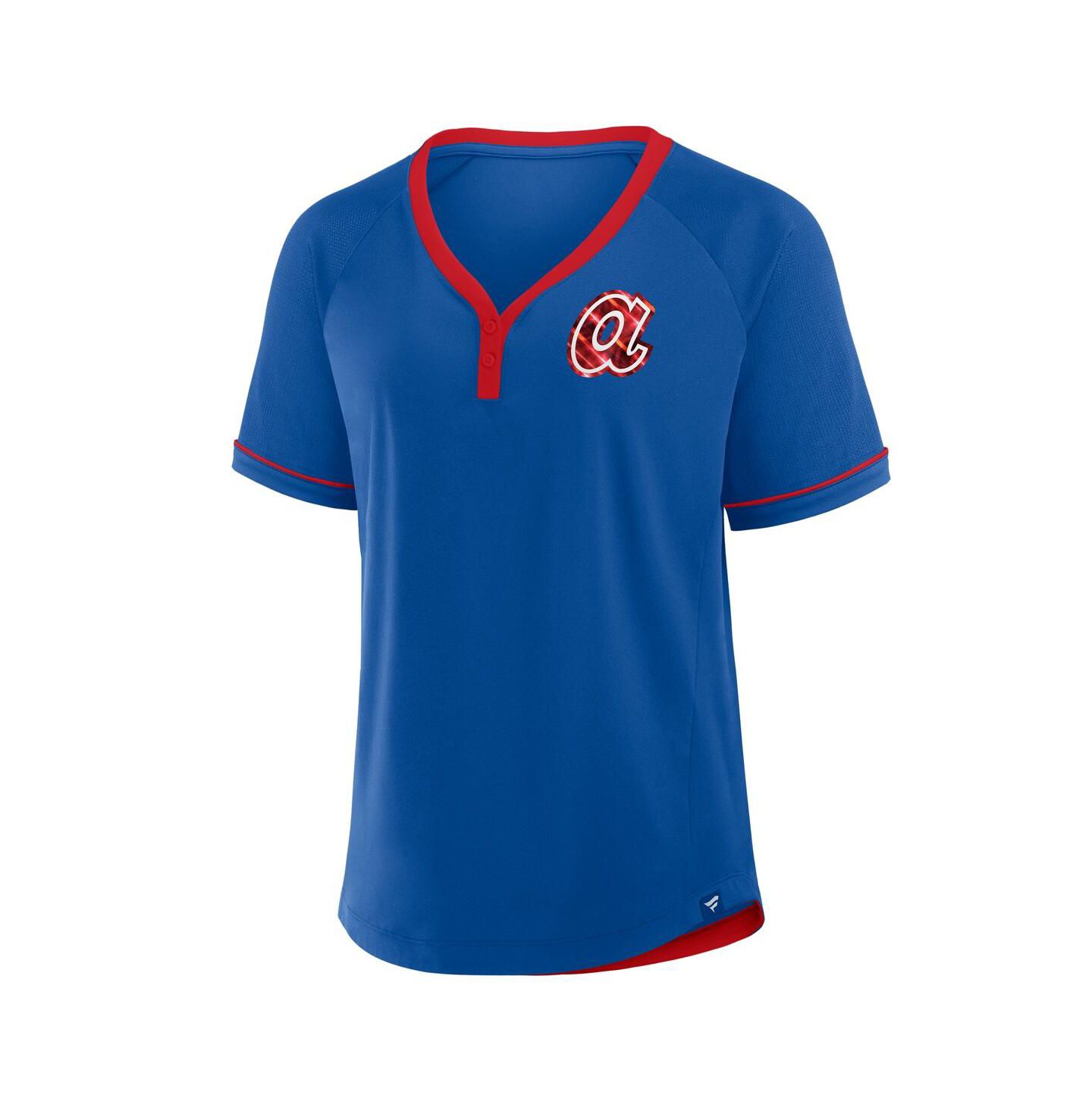 Женская футболка Fanatics Royal Atlanta Braves Cooperstown Collection League Diva Raglan V-Neck — фото 3