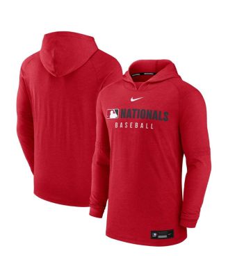 Nike - Men's&nbsp; Heather Red Washington Nationals Authentic Collection Tri-Blend Performance Pullover Hoodie