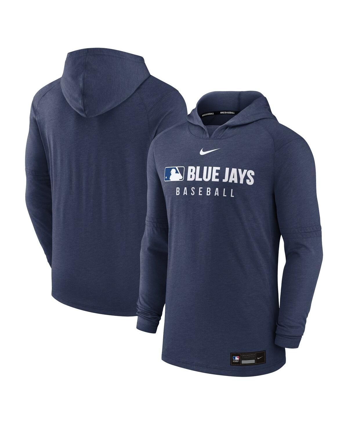 Nike Men's Heather Navy Toronto Blue Jays Authentic Collection Tri-Blend Performance Pullover Hoodie - Heather Navy