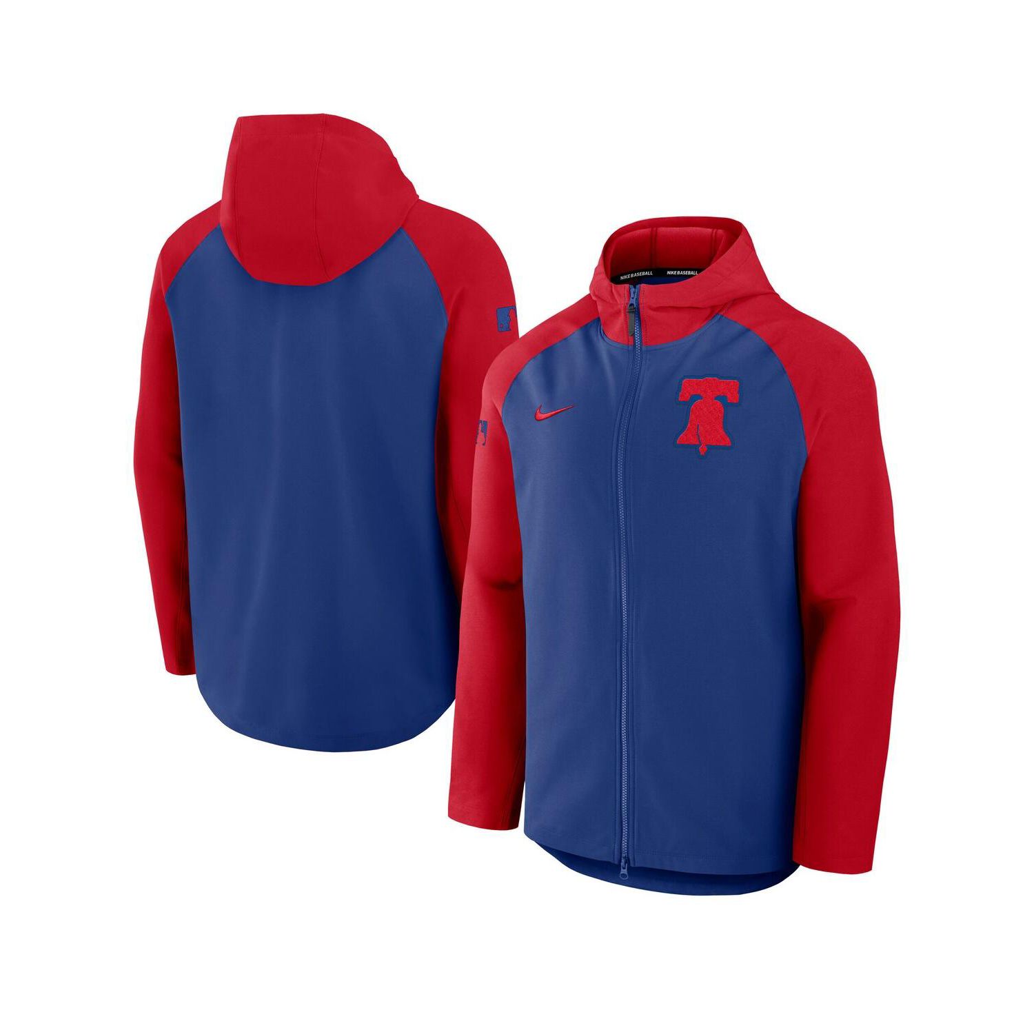Men's Royal/Red Philadelphia Phillies Authentic Collection Raglan Performance Full-Zip Jacket