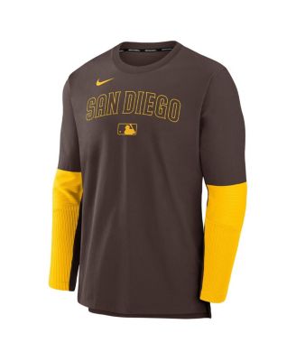 Men's Brown/Gold San Diego Padres Authentic Collection Lightweight Player Tri-Blend Performance Pullover Sweatshirt