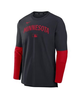 Men's Navy/Red Minnesota Twins Authentic Collection Lightweight Player Tri-Blend Performance Pullover Sweatshirt