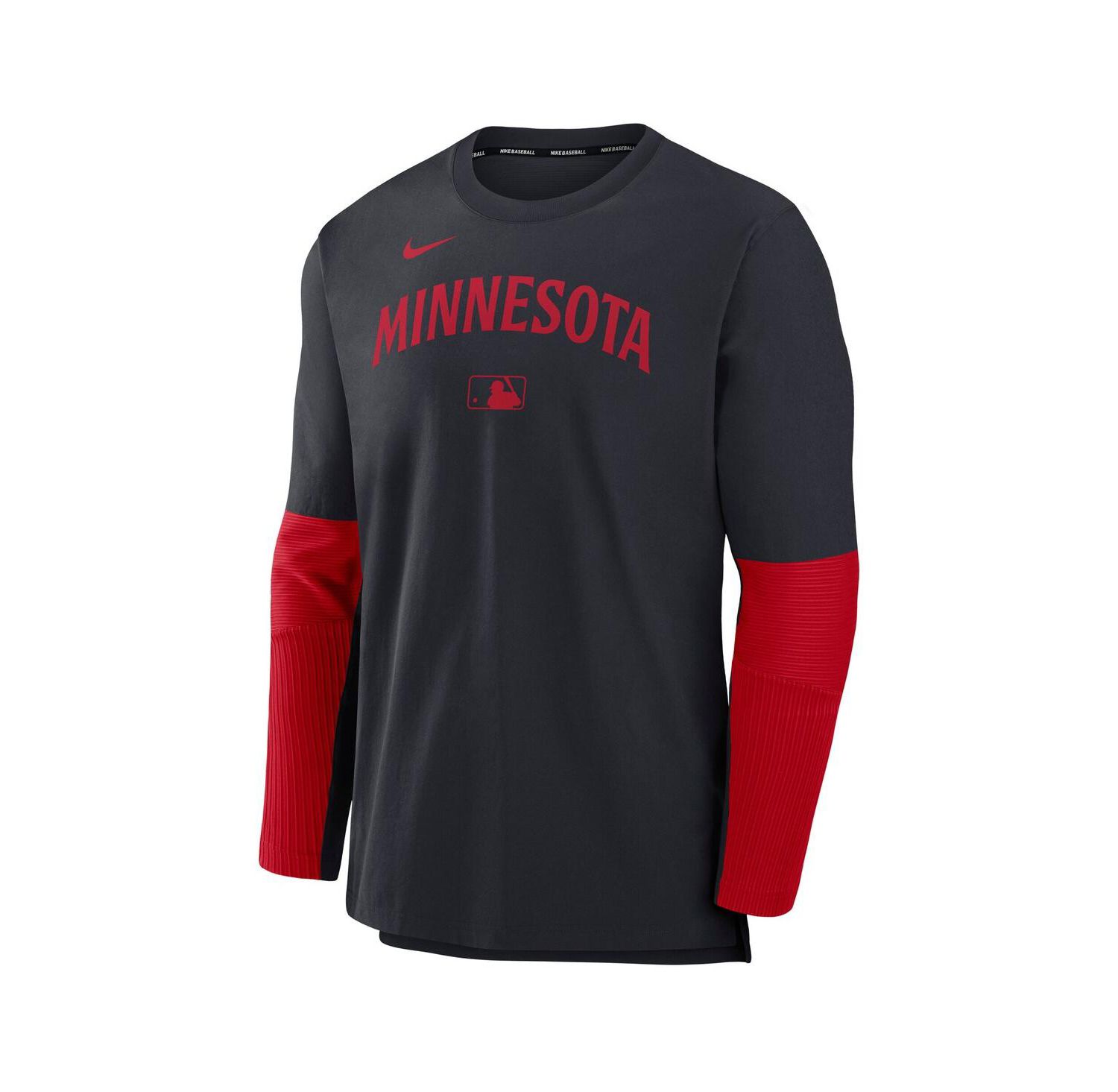 Men's Navy/Red Minnesota Twins Authentic Collection Lightweight Player Tri-Blend Performance Pullover Sweatshirt