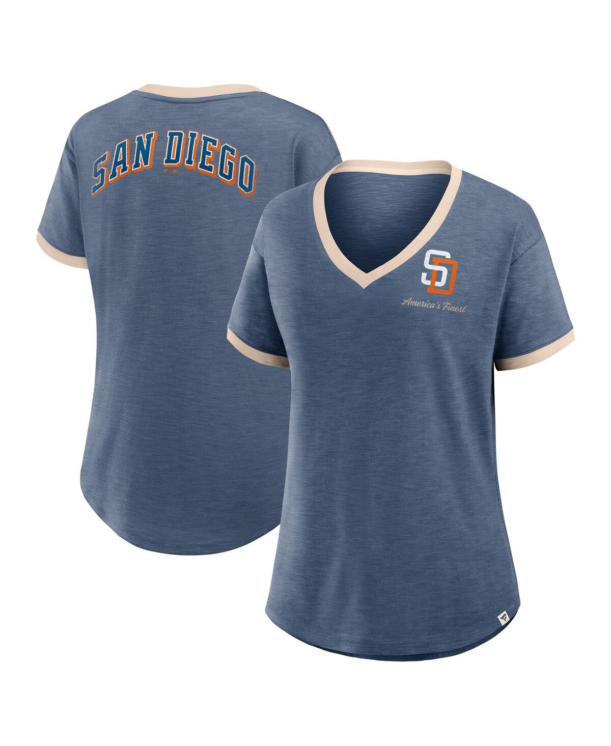 Fanatics Women's Navy San Diego Padres Binge Worthy Stadium Slub V-Neck T-Shirt - Navy