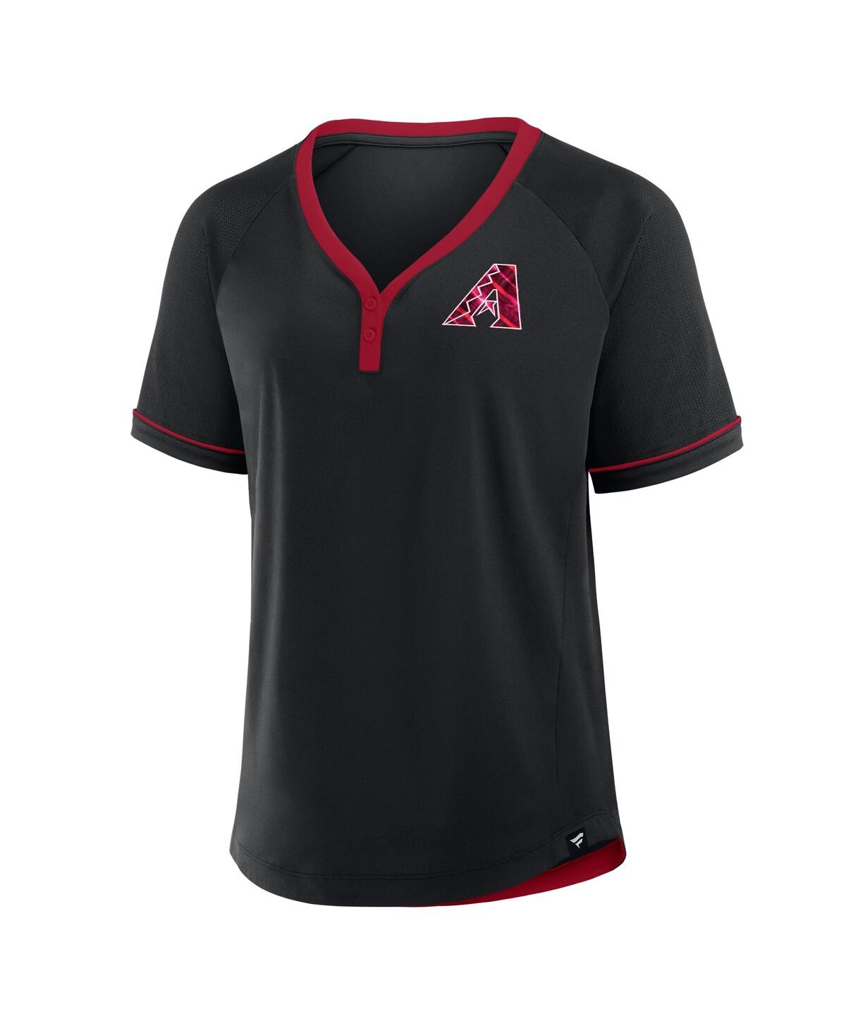 Fanatics Women's Black Arizona Diamondbacks League Diva Star Raglan V-neck Top In Black
