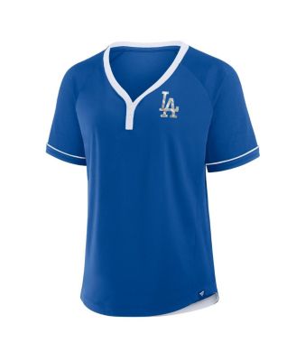 Women's Royal Los Angeles Dodgers League Diva Star Raglan V-Neck T-Shirt