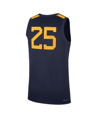 Men's 25 Navy West Virginia Mountaineers Road Replica Basketball Jersey