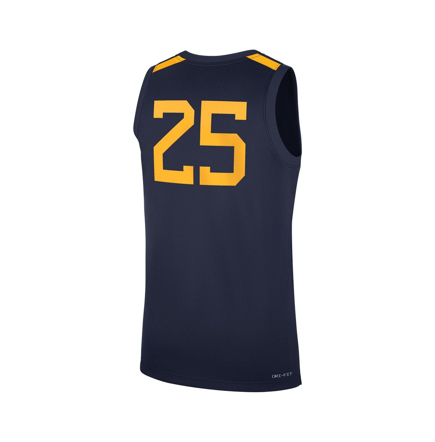 Мужской топ Nike 25 Navy West Virginia Mountaineers Road Replica Basketball Jersey — фото 2