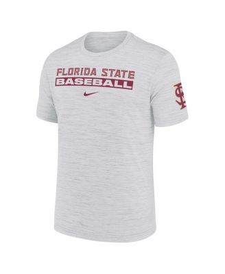 Men's Ash Florida State Seminoles Velocity Baseball Wordmark Stack Performance T-Shirt