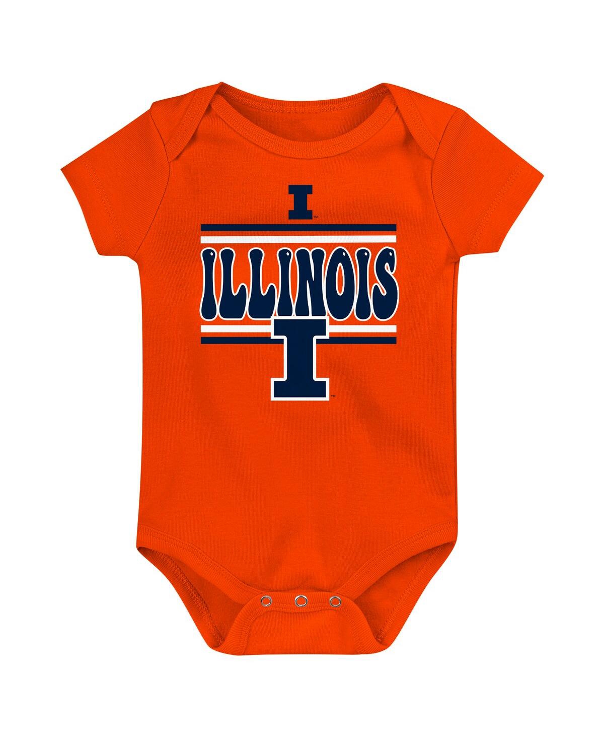 Outerstuff Newborn Navy Illinois Fighting Illini Sunday Comics Bodysuit 3-pack In Navy