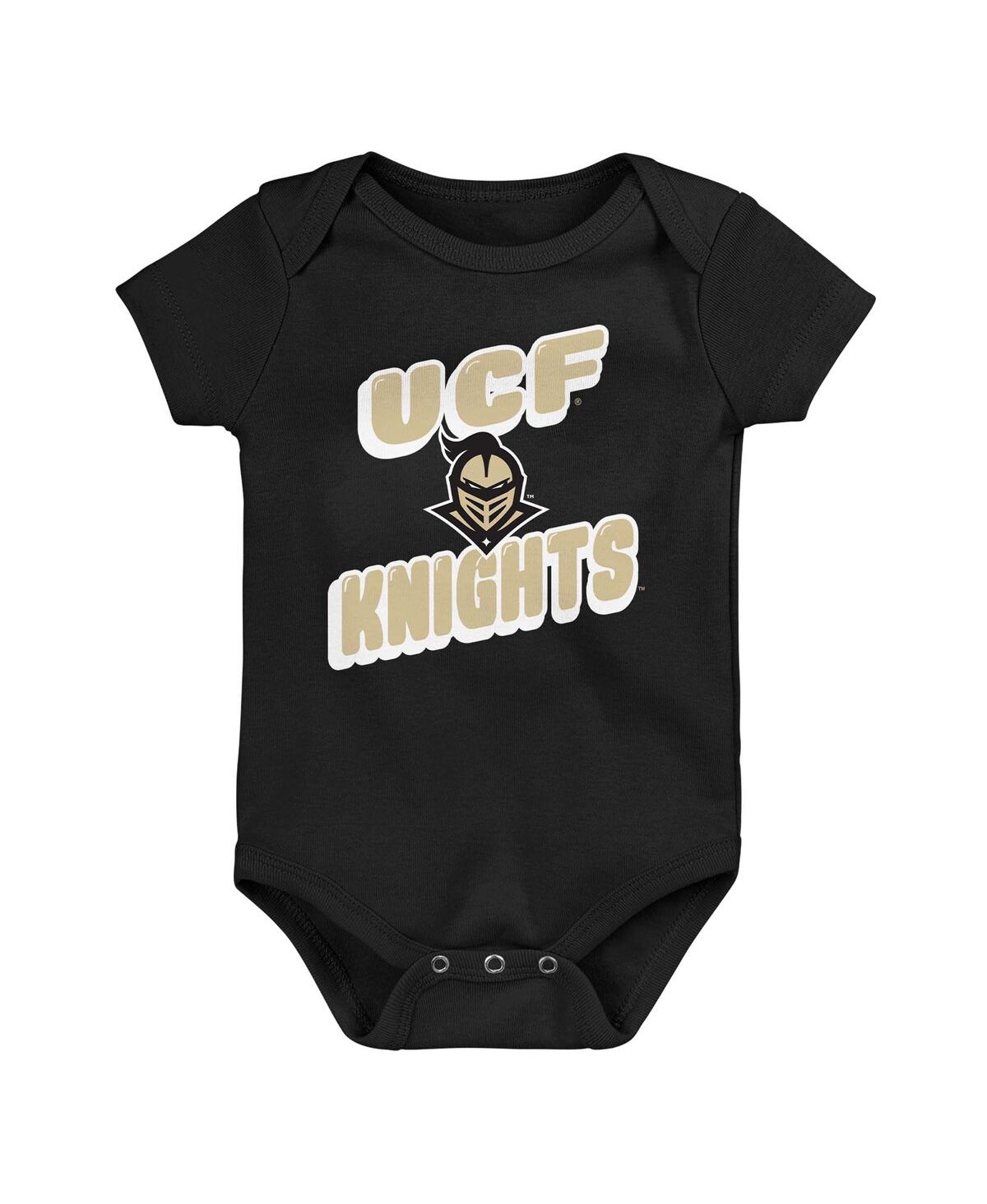Outerstuff Newborn Gold/black Ucf Knights Sunday Comics Bodysuit 3-pack