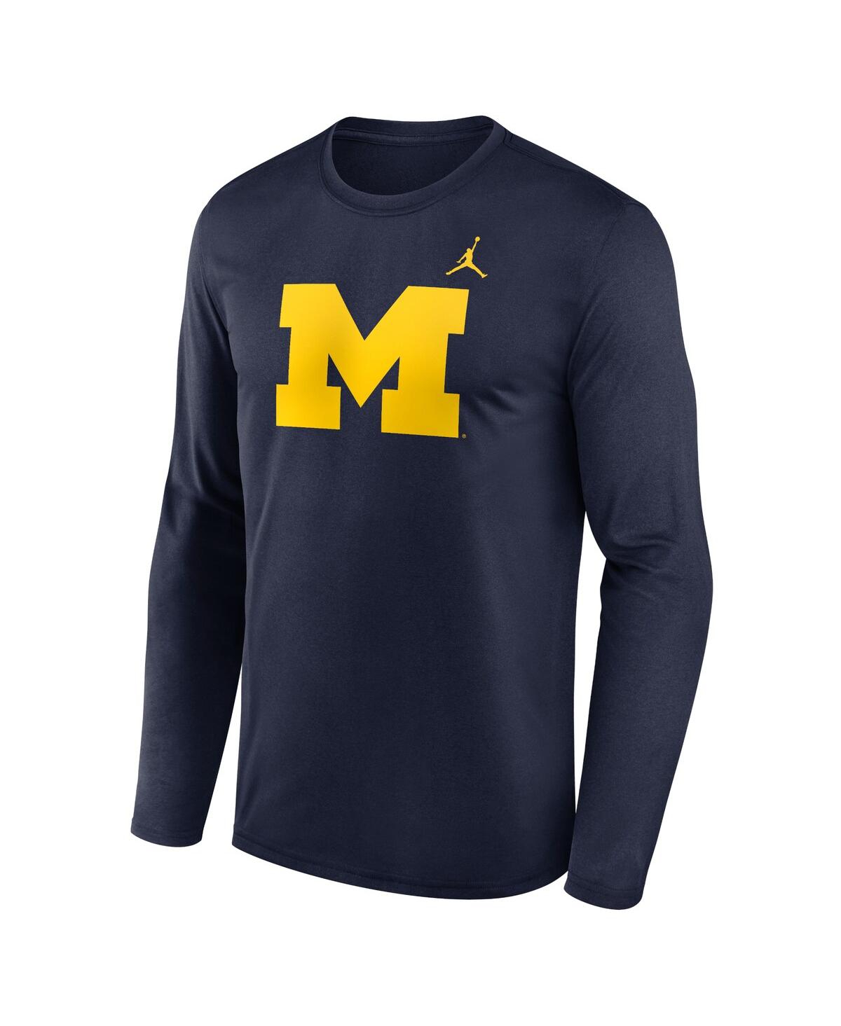 Jordan Men's Navy Michigan Wolverines Prime Timeprimary Legend Long Sleeve T-shirt In Navy