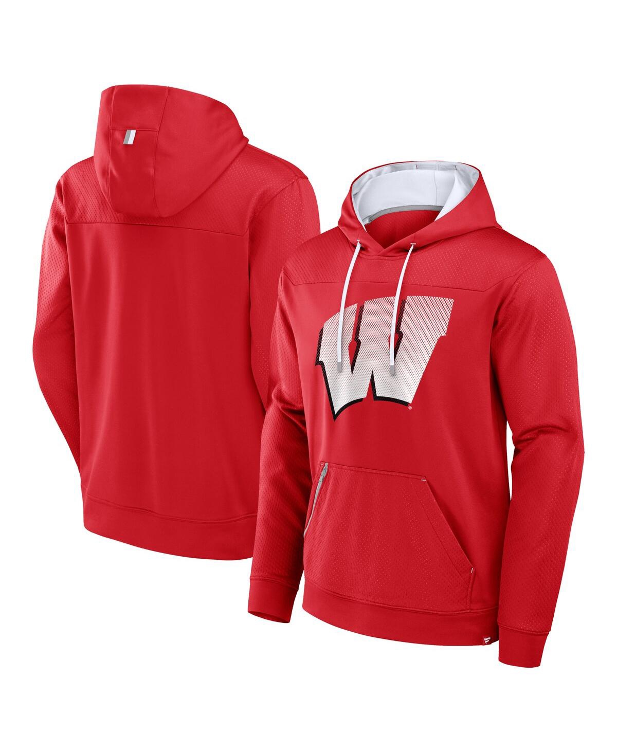 Fanatics Men's Red Wisconsin Badgers Defender Dot Faded Primary Pullover Hoodie In Red