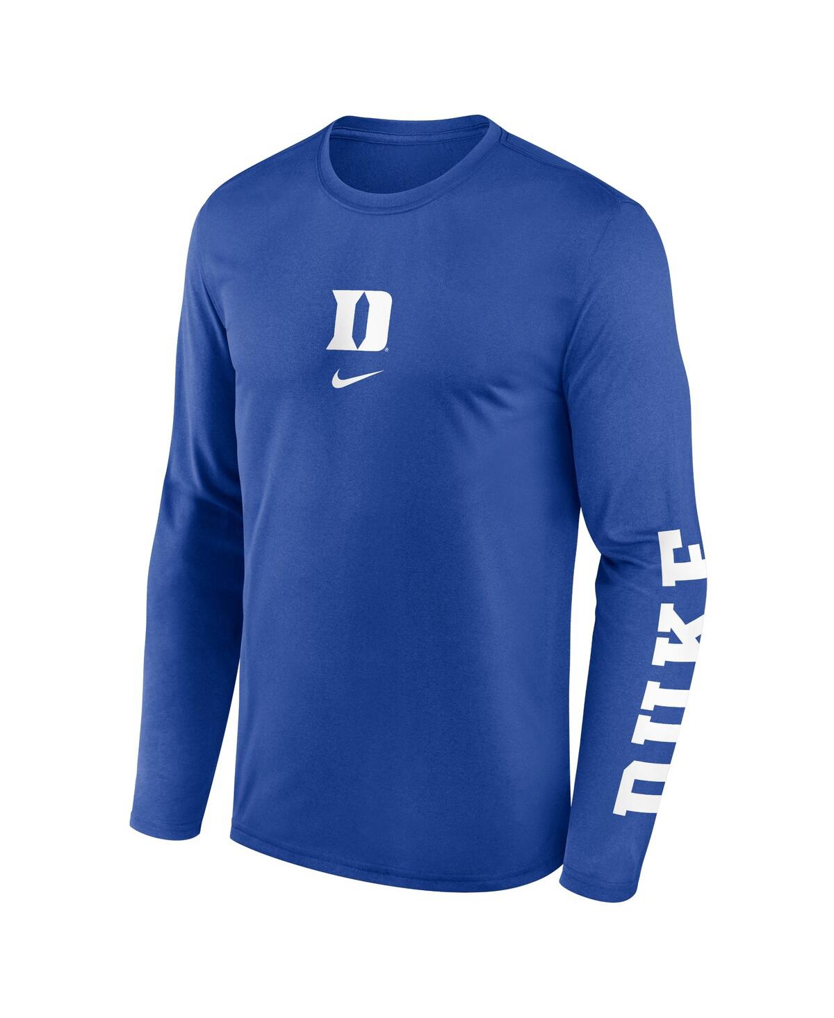 Nike Men's Royal Duke Blue Devils Prime Timecenter Lockup Two-hit Legend Long Sleeve T-shirt In Blue