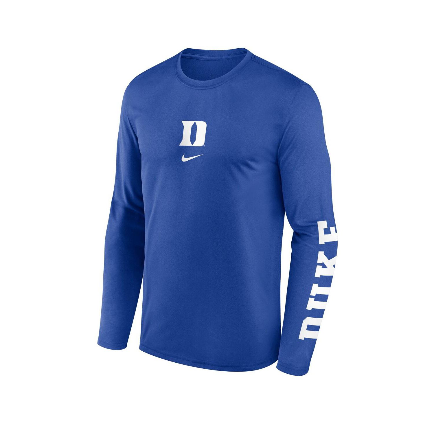 Men's Royal Duke Blue Devils Prime TimeCenter Lockup Two-Hit Legend Long Sleeve T-Shirt