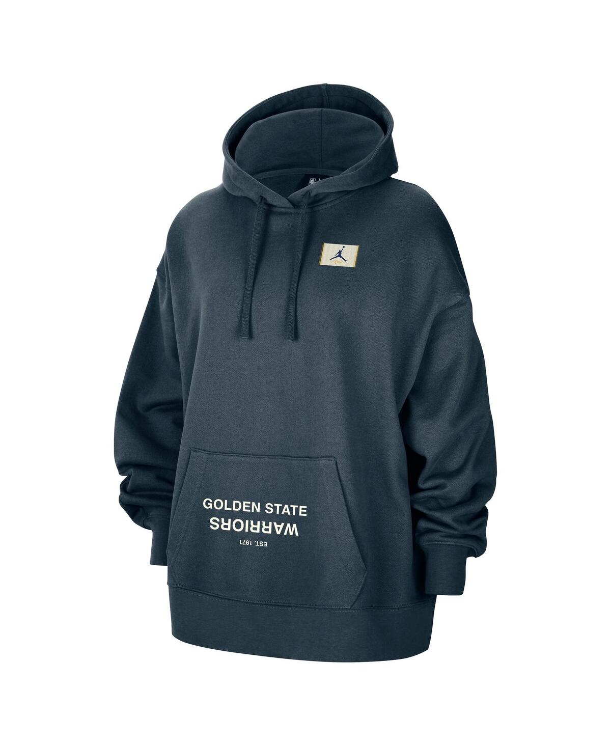 JORDAN WOMEN'S NAVY GOLDEN STATE WARRIORS COURTSIDE STATEMENT EDITION OVERSIZE PULLOVER HOODIE 