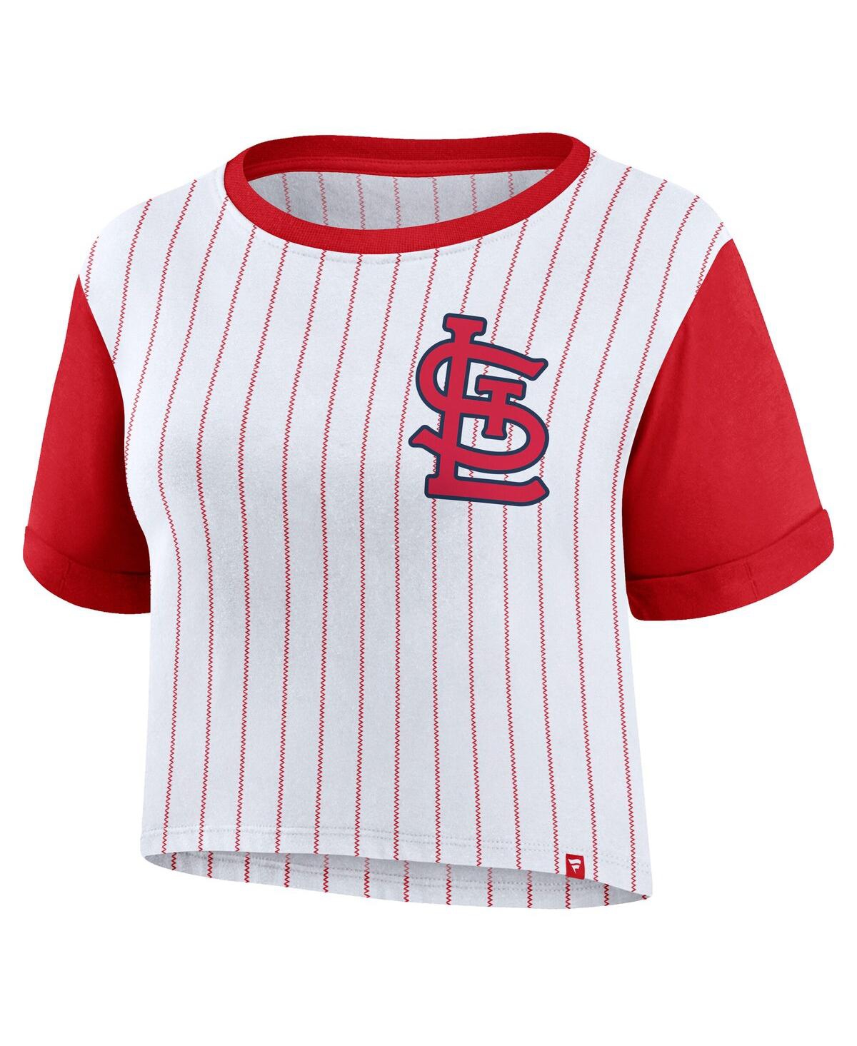Fanatics Women's White/red St. Louis Cardinals Large Logo Cropped T-shirt In White,red