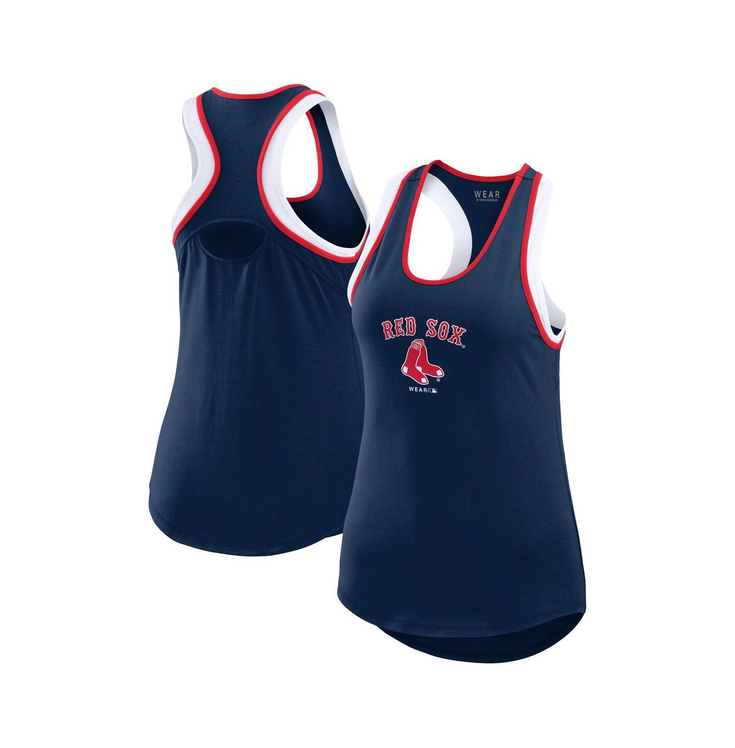 Женский топ WEAR by Erin Andrews Navy Boston Red Sox Color Block Racerback — фото 1