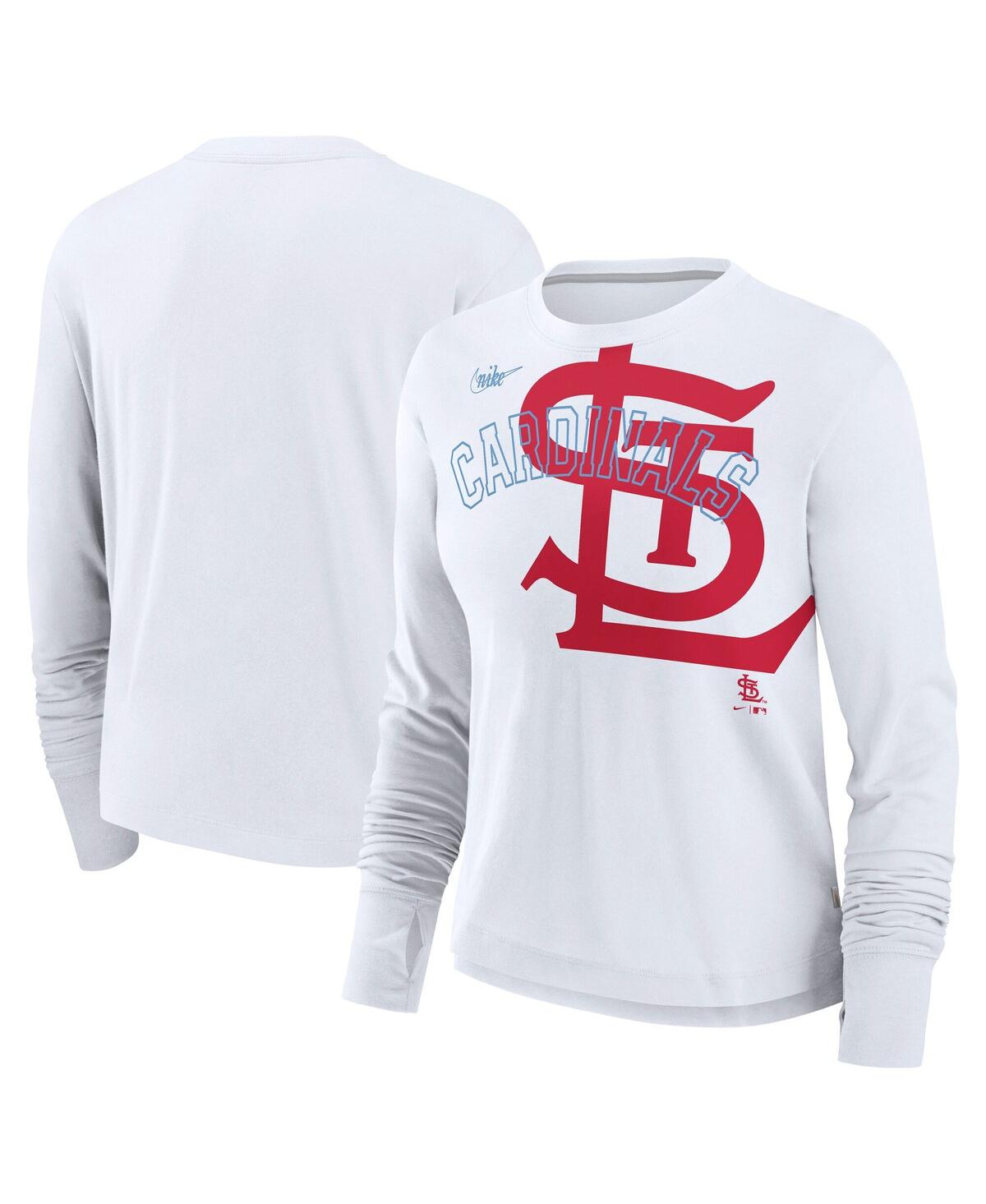 Nike Women's White St. Louis Cardinals Cooperstown Collection Long Sleeve T-shirt In White