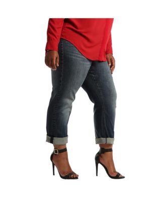 Plus Size Tall Curvy-Fit Rolled Cuff Boyfriend Jeans