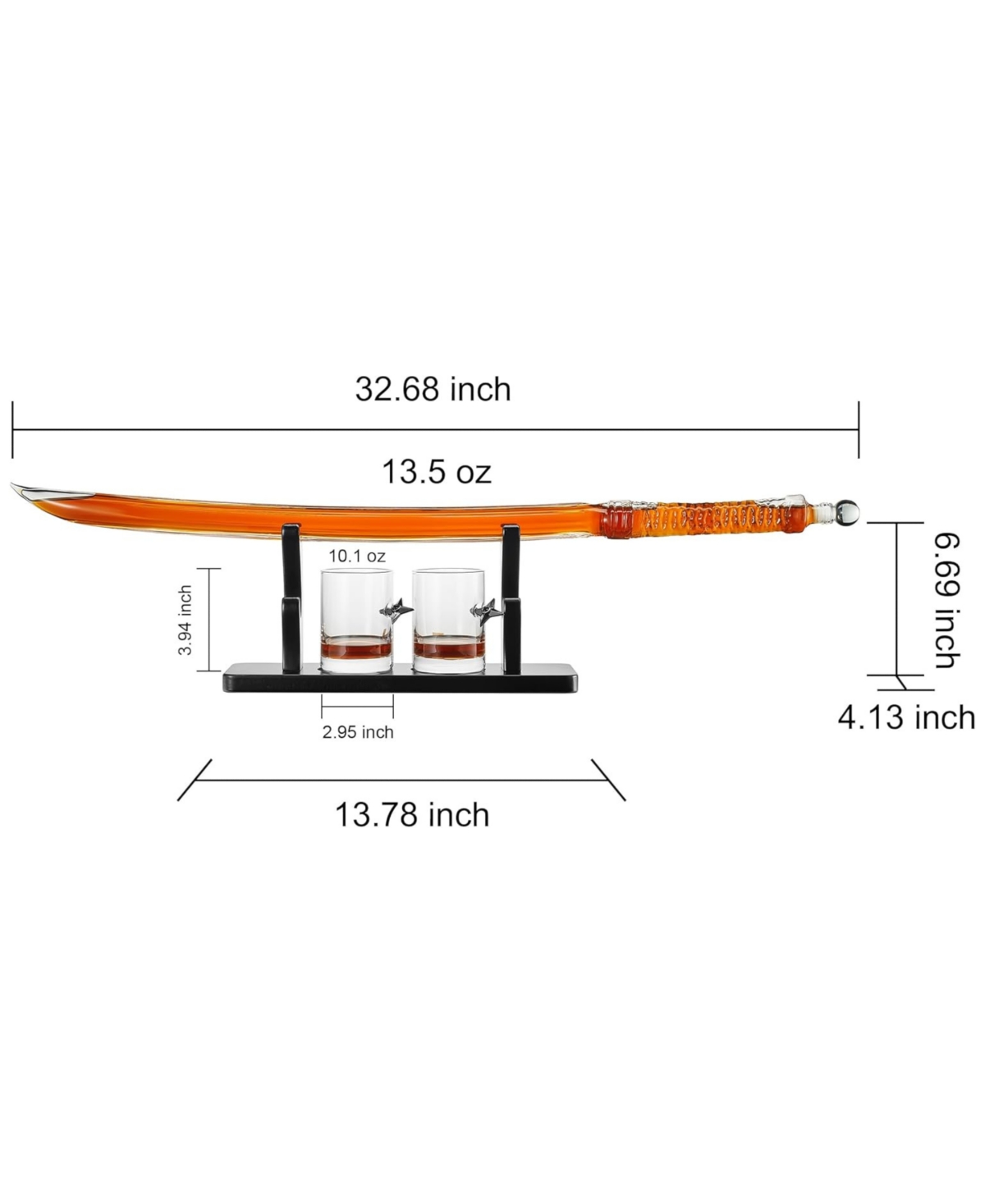 The Wine Savant Samurai Sword Large Whiskey And Wine Decanter Set In Clear