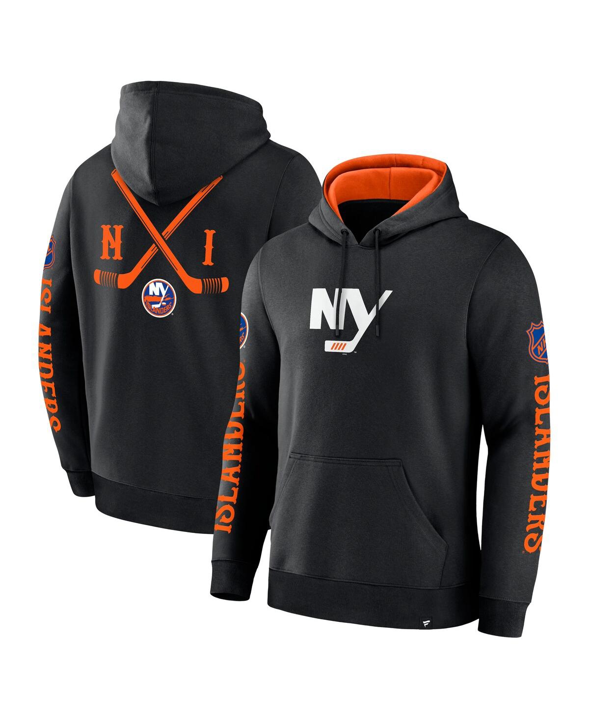 Fanatics Men's Black New York Islanders Big City Legacy Fleece Pullover Hoodie In Black
