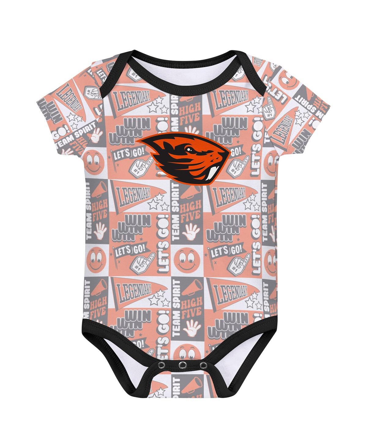 Outerstuff Newborn Black Oregon State Beavers Sunday Comics Bodysuit 3-pack In Black