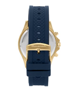 Men's Chronograph Blue Silicone Watch, 44mm