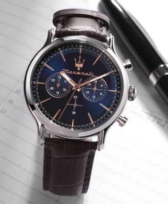 Men's Chronograph Brown Leather Watch, 42mm