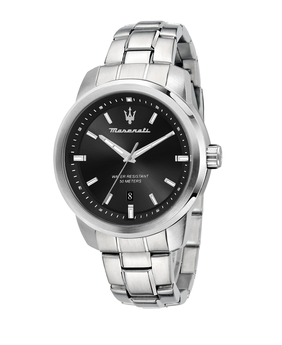 Men's Date Stainless Steel Metal Band Watch, 44mm - Stainless Steel