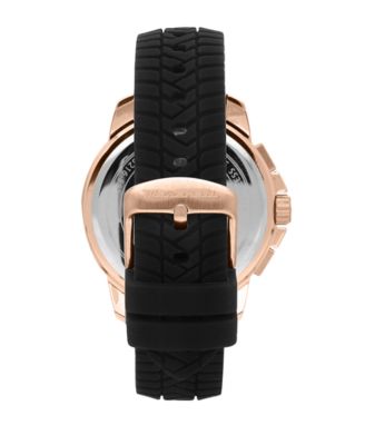 Men's Chronograph Black Silicone Watch, 44mm