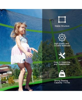 55" Trampoline for Kids, Children Trampoline w/Safety Enclosure Net & Spring Pad & Bulit-in Zipper Sturdy Steel Frame, Mini Outdoor Indoor Trampoline for Patio, Garden, Porch