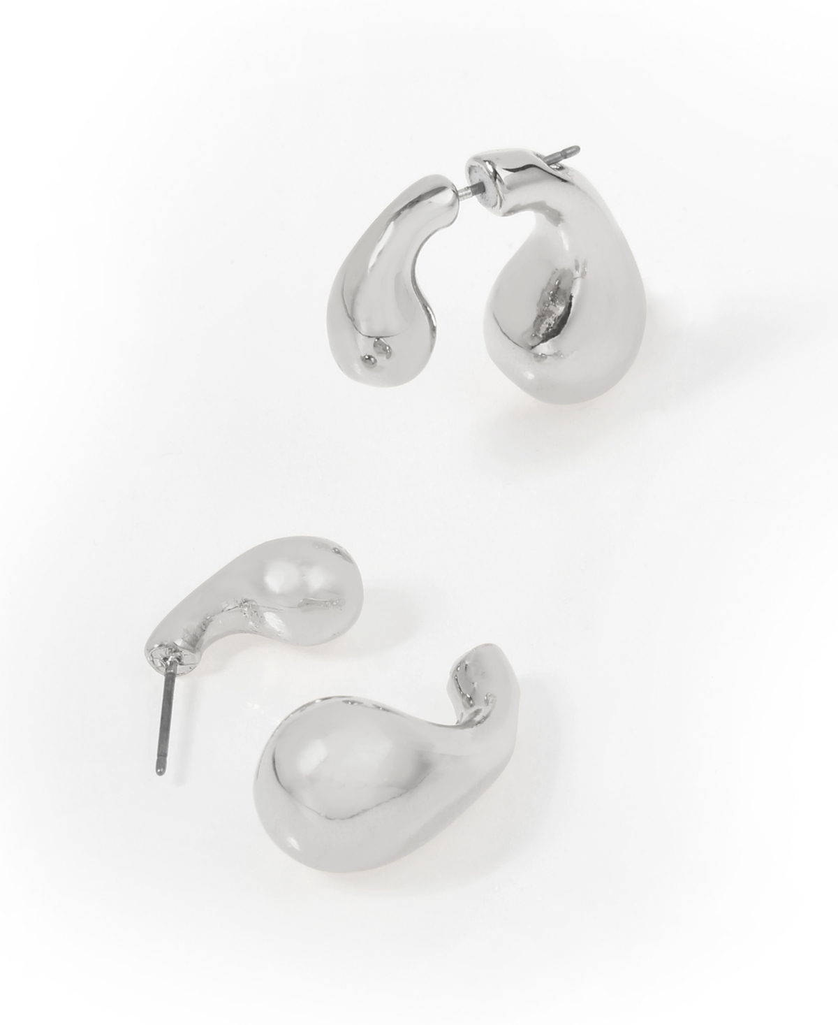 Steve Madden Teardrop Jacket Earrings In Rhodium