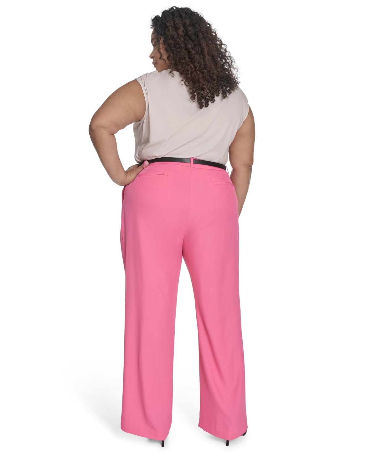 Calvin Klein Plus Size Mid-rise Wide-leg Pants In Peony