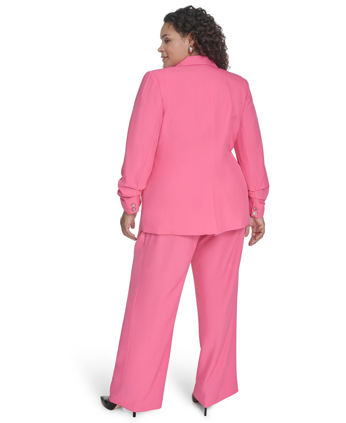 CALVIN KLEIN PLUS SIZE ONE-BUTTON RUCHED-SLEEVE JACKET 